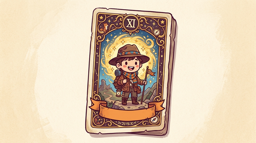 Carte de tarot du héros explorateur